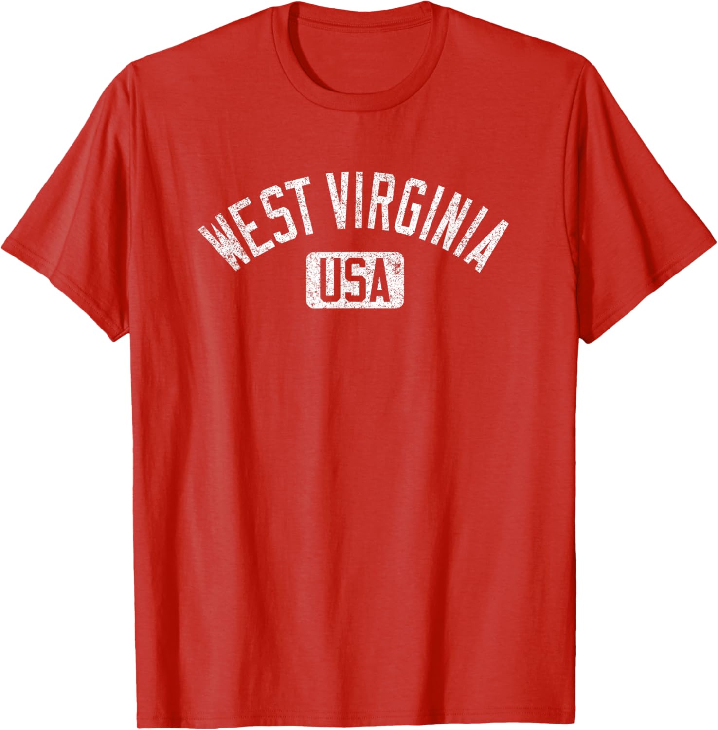 West Virginia Arched Text Distressed White Print T-Shirt for Casual Style - 21