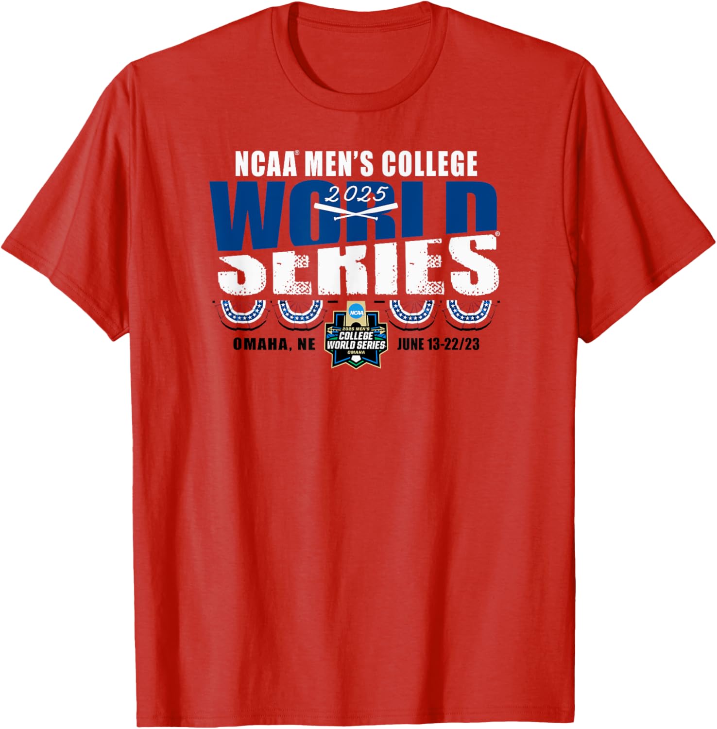 Vintage Red Men's College World Series 2025 NCAA T-Shirt for Sports Fans - 1