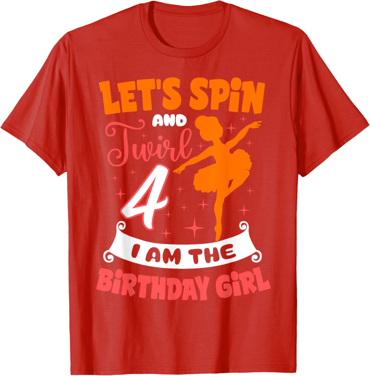 Ballerina Birthday Girl 4th Bday Pointe T-Shirt for Young Dancers - 16