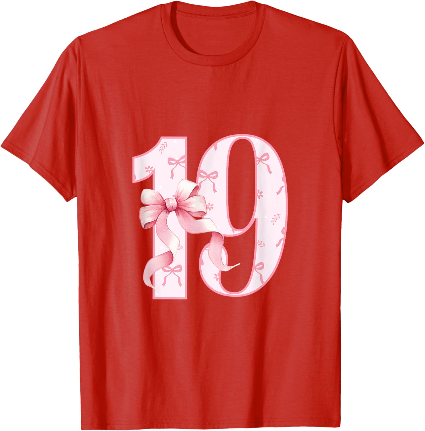 Cute Pink Coquette Bow 19th Birthday Girl T-Shirt for Celebrations - 2