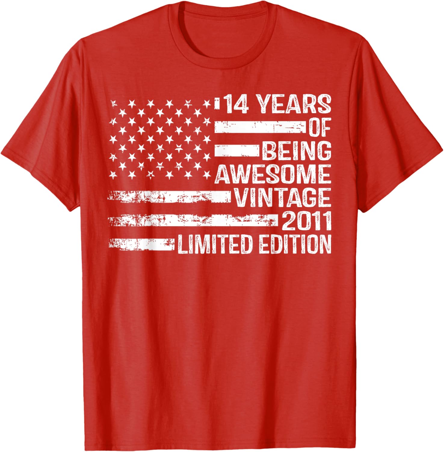 Vintage American Flag T-Shirt for 14th Birthday Celebration - 14 Years Old - 9