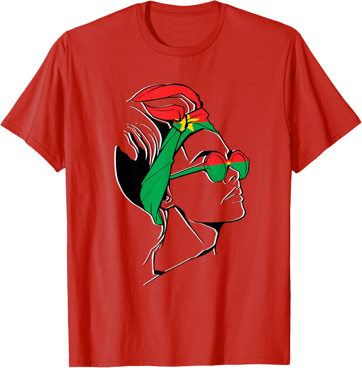 Burkina Faso Pride T-Shirt with Headscarf Design for Women - 10