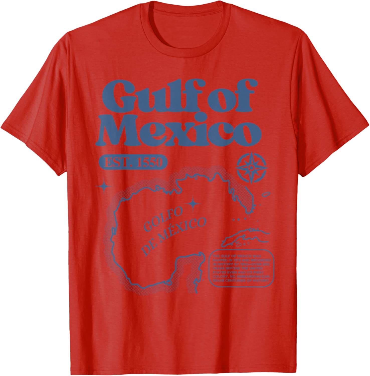 Vintage Gulf of Mexico 1550 Map T-Shirt for History Lovers - 6