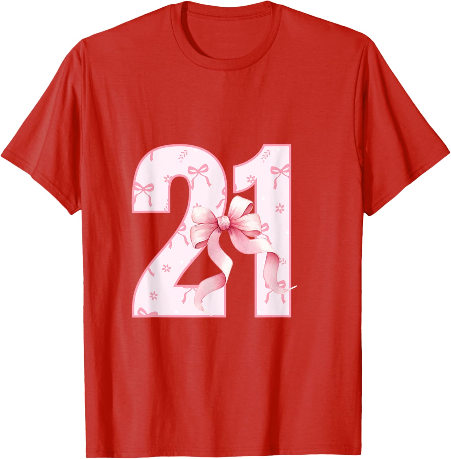 Cute Pink Coquette Bow Birthday Girl T-Shirt for 21st Celebration - 9