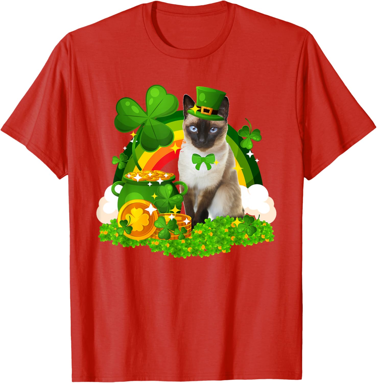 Adorable Leprechaun Siamese Cat St Patrick's Day T-Shirt for Cat Lovers - 21