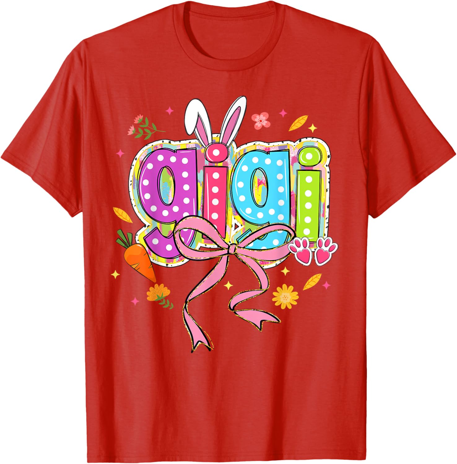 Coquette Bow Bunny Gigi Easter T-Shirt with Boho Floral Design for Family - 2