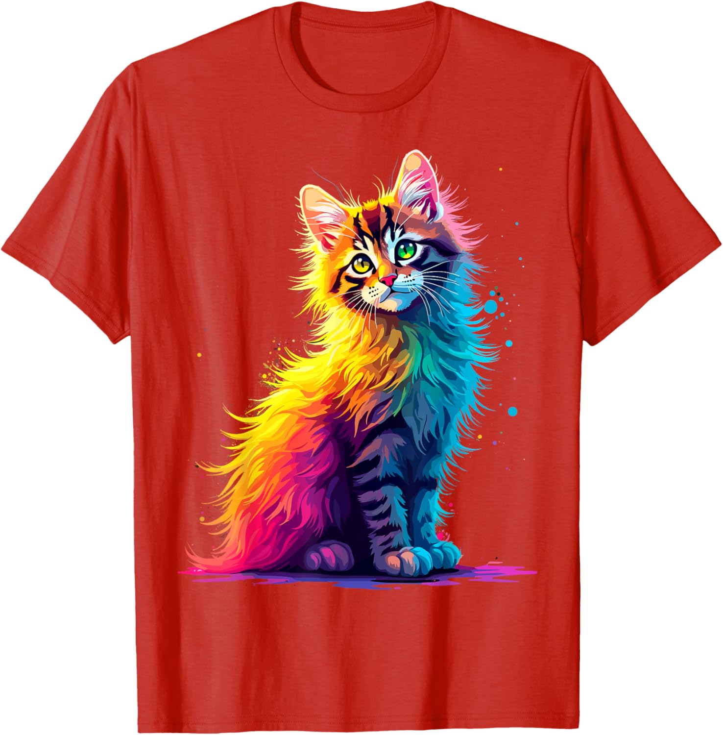 Colorful Cute Kitty T-Shirt for Cat Lovers - Fun Pop Art Design for All Ages - 8