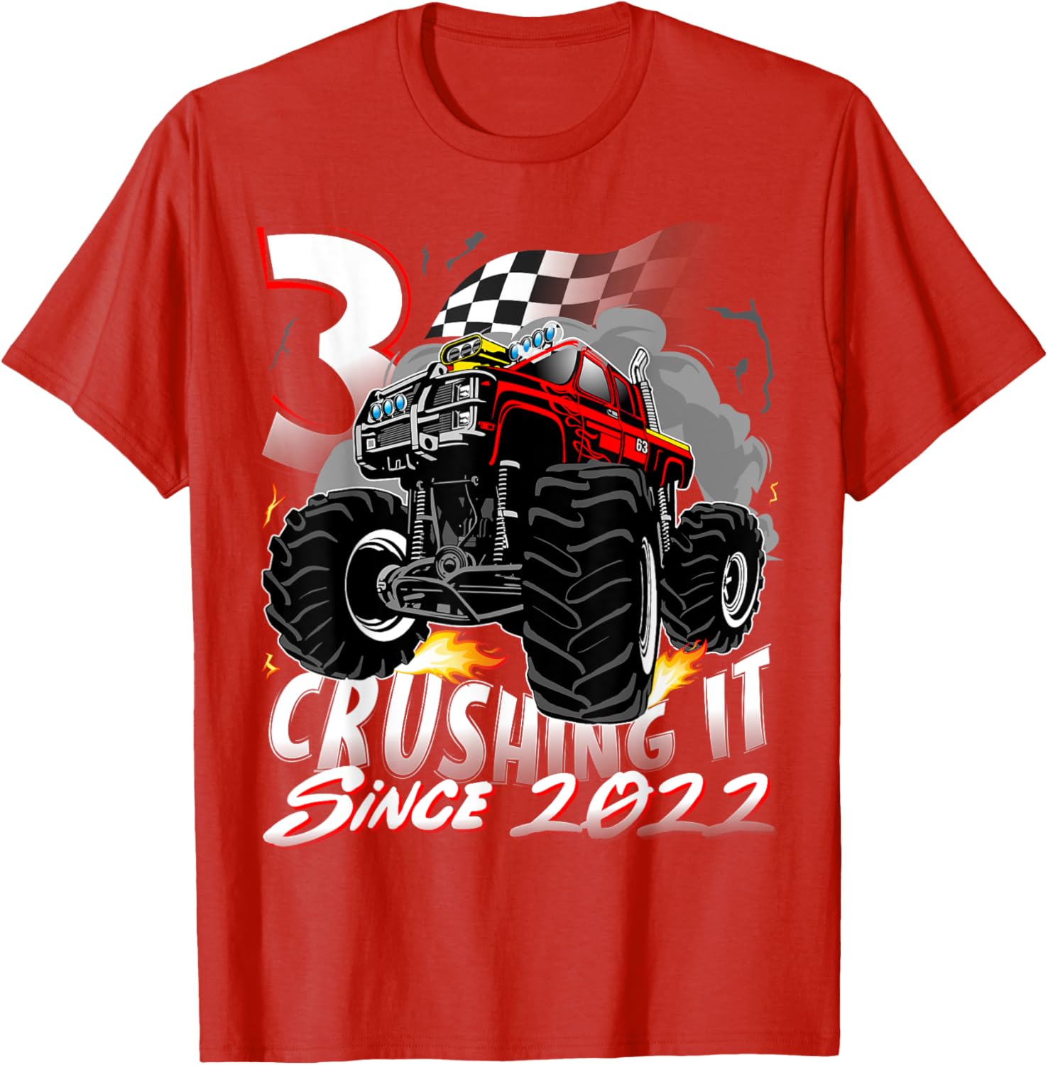 Cool Monster Truck Birthday T-Shirt for 3 Year Old Boys Born 2022 - 7