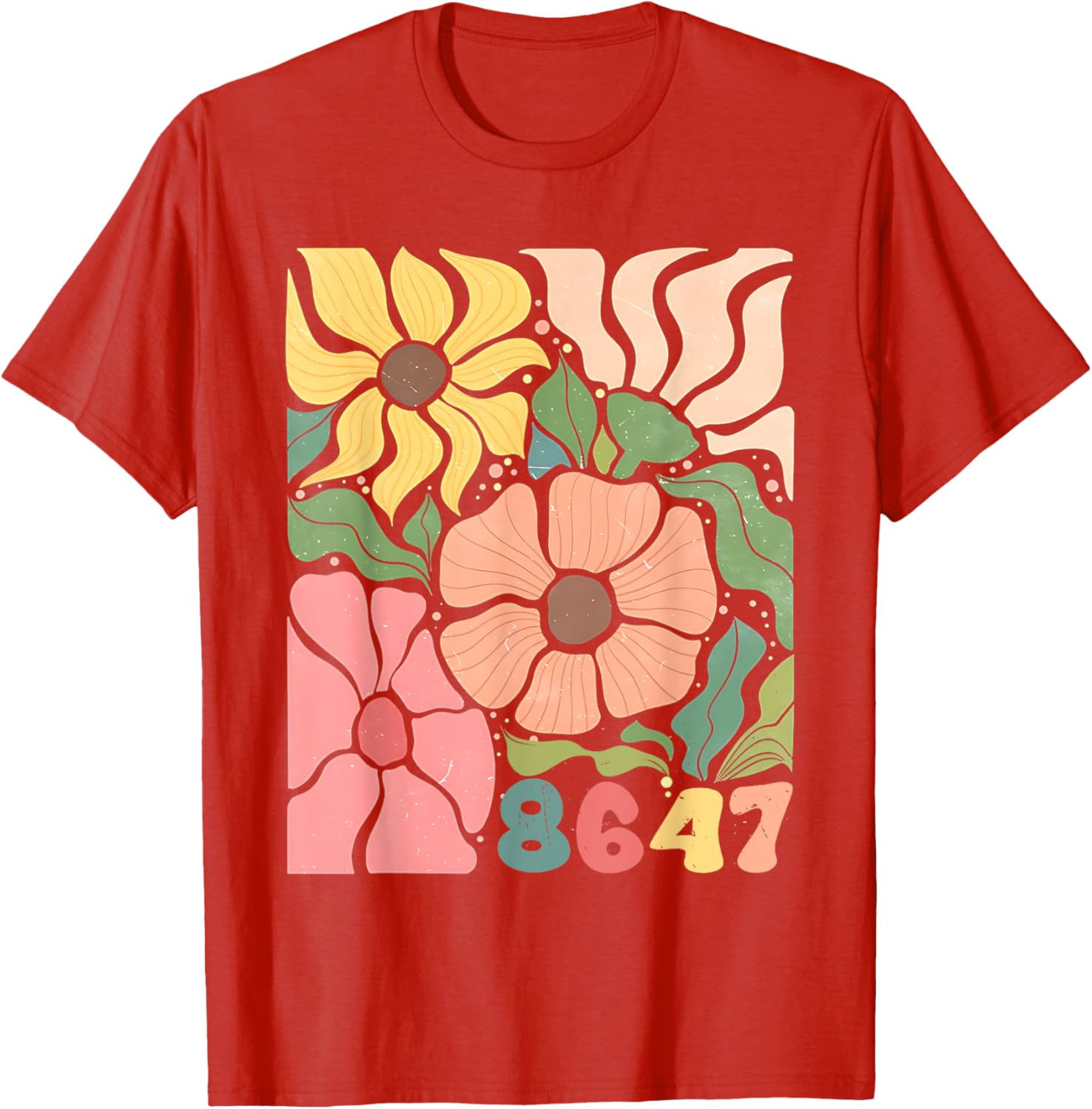 Boho Style Floral T-Shirt with Subtle Anti Trump Design for Women - 2