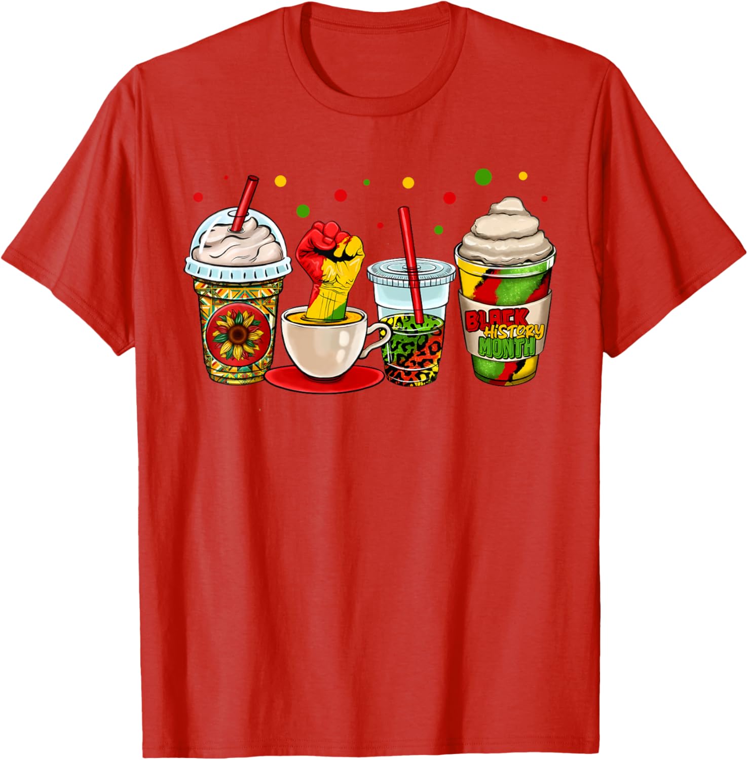 Celebrate Black History Month with Kente Dashiki Coffee Cup T-Shirt - 4