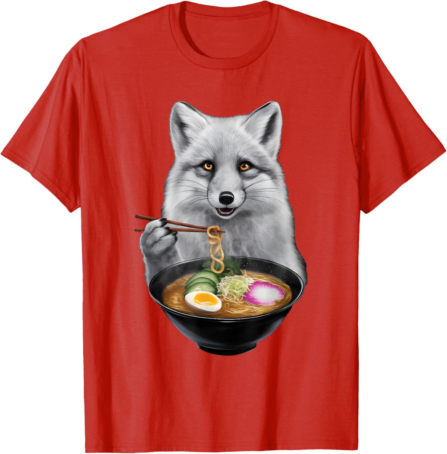 Arctic Fox Enjoying Ramen T-Shirt Fun and Unique Apparel for Animal Lovers - 10