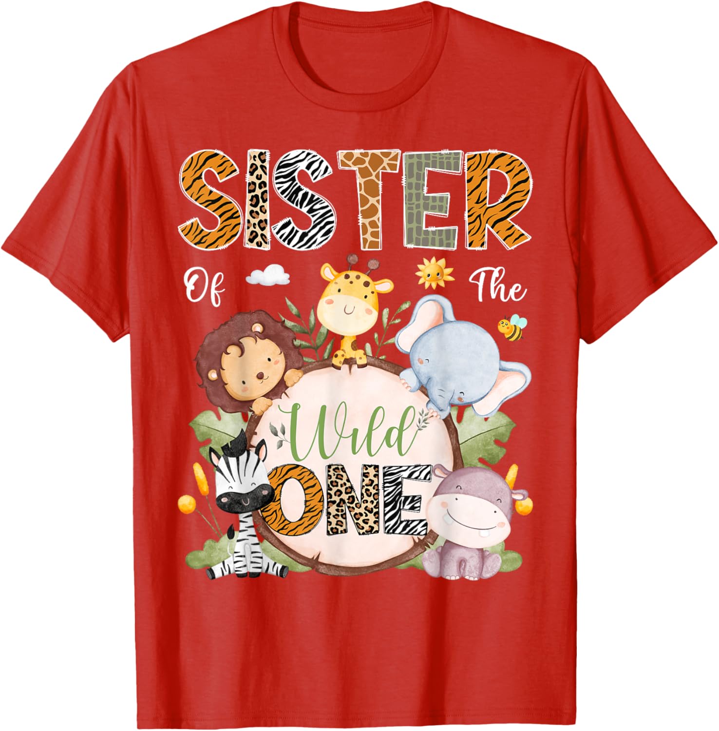 Sister of the Wild One 1st Birthday Safari Jungle Animals T-Shirt - 9