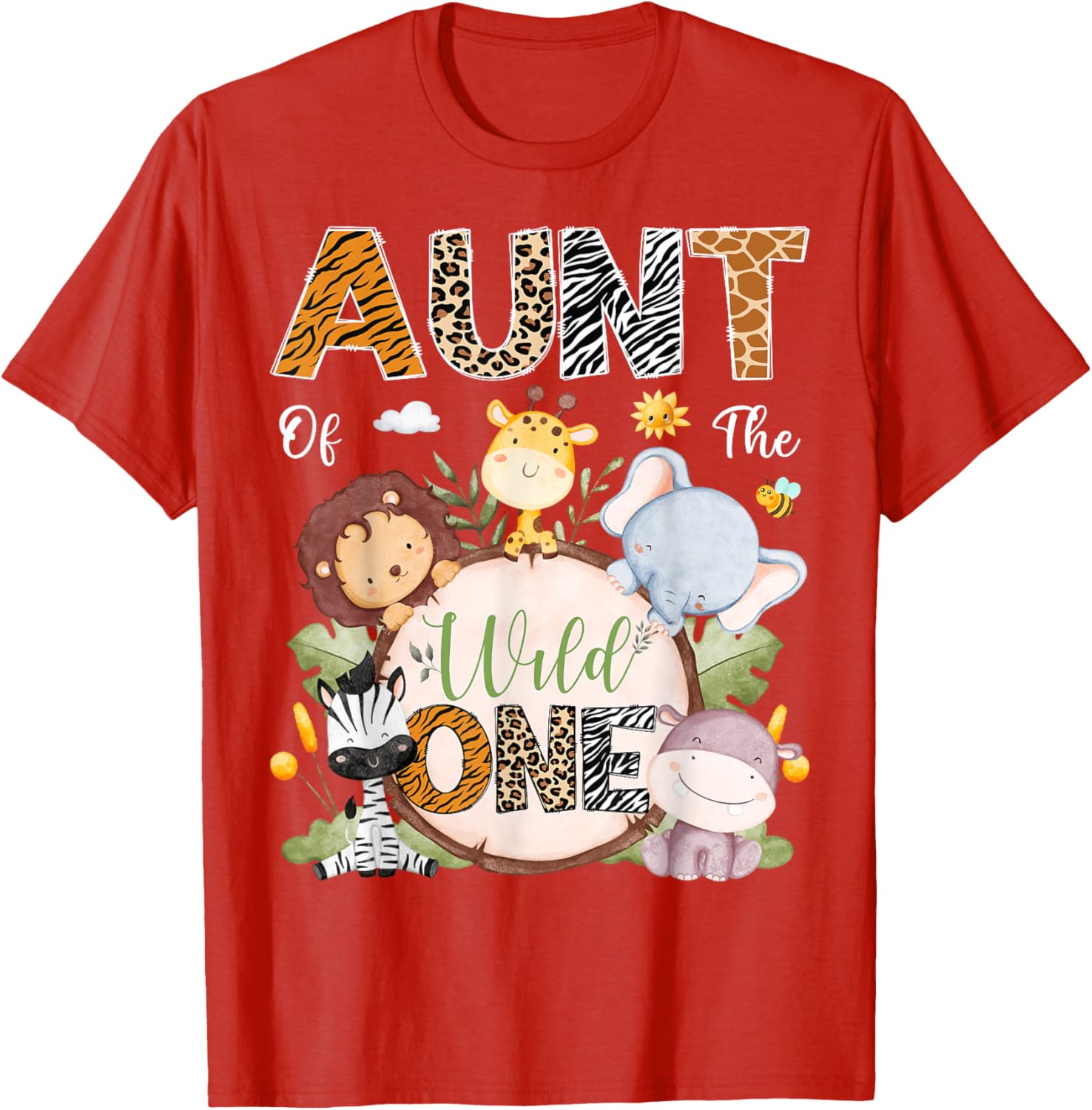 Aunt of the Wild One First Birthday Safari Animals T-Shirt for Kids - 12