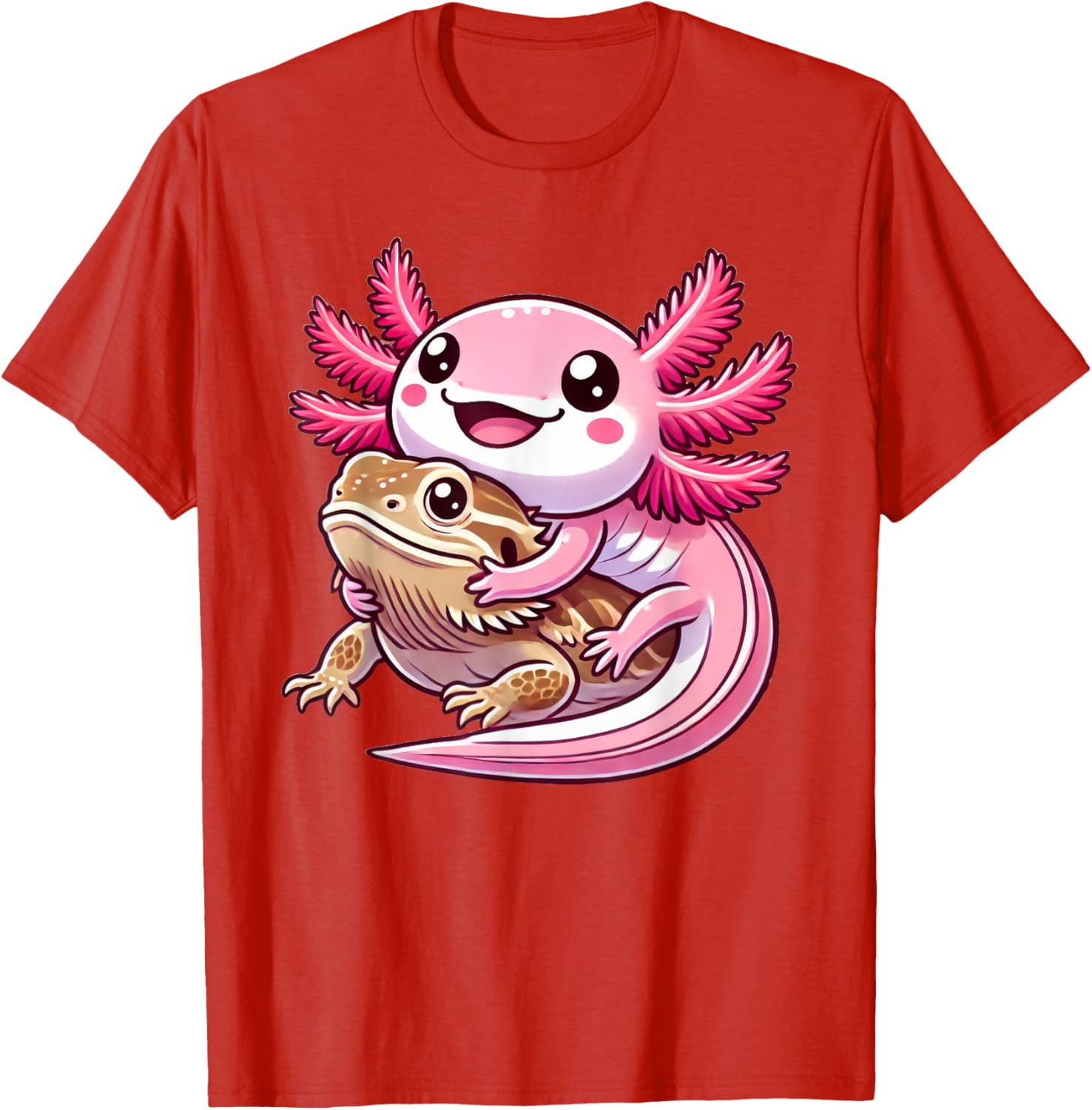 Adorable Axolotl Hugging Bearded Dragon T-Shirt for Animal Lovers - 17