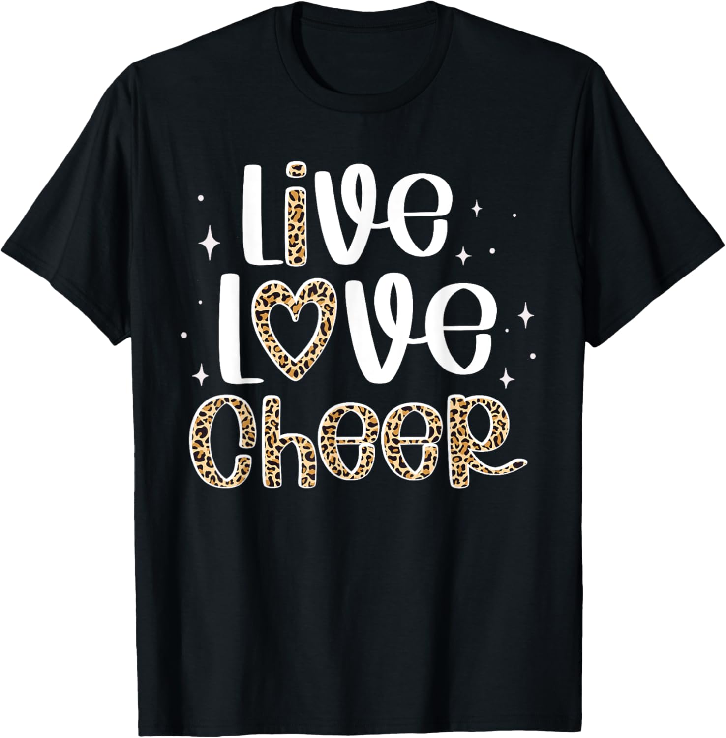 Cheerleader Live Love Cheer Leopard Print T-Shirt for Cheer Fans - 9
