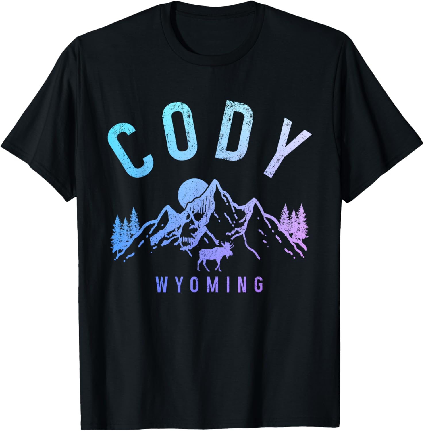 Cody Wyoming Vintage Moose Mountains T-Shirt for Nature Lovers - 1