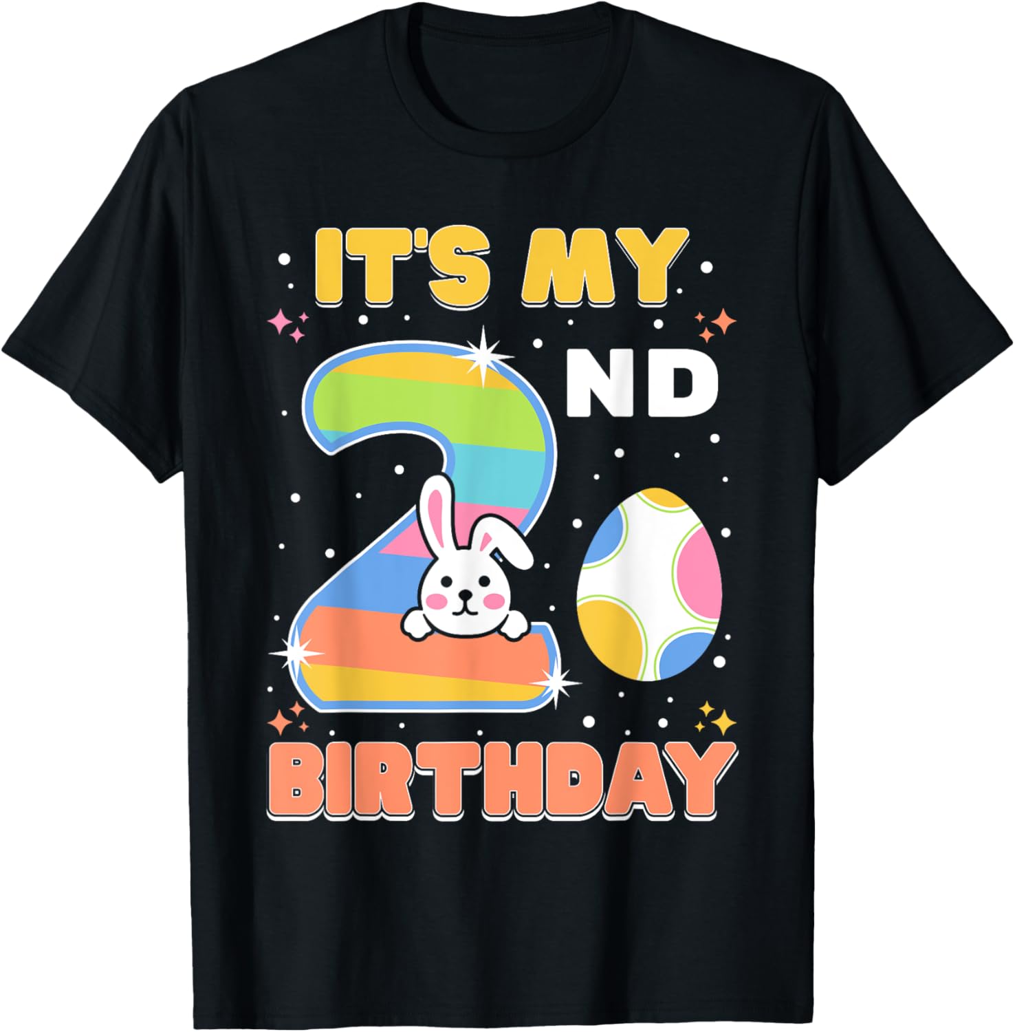 Cute Easter Bunny 2nd Birthday T-Shirt for Boys and Girls Age 2 - 12