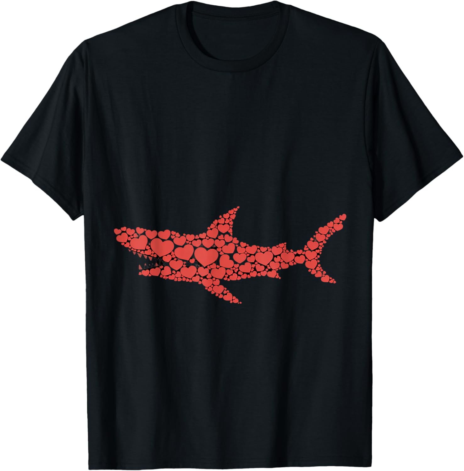 Adorable Valentine's Day Shark Red Heart T-Shirt for Family Fun - 1