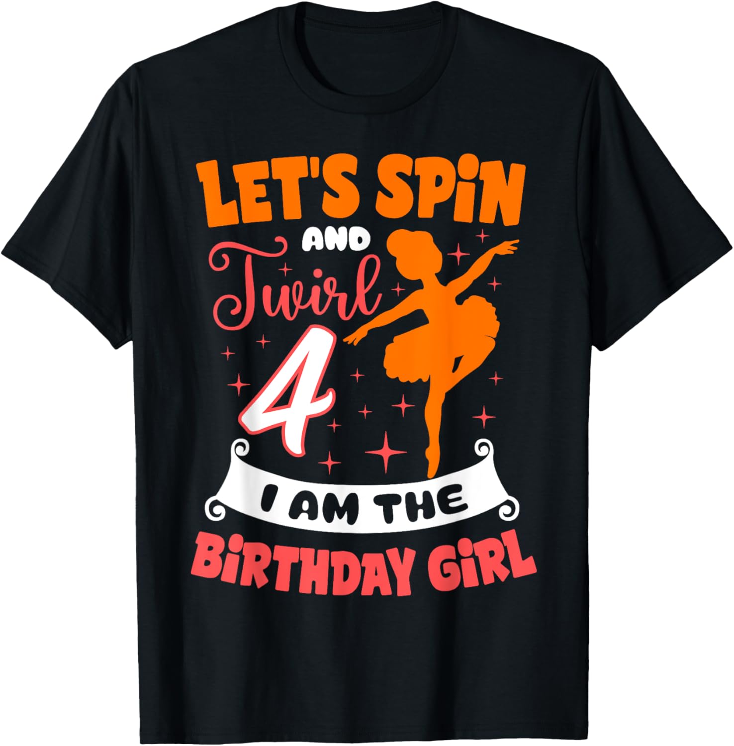 Ballerina Birthday Girl 4th Bday Pointe T-Shirt for Young Dancers - 2