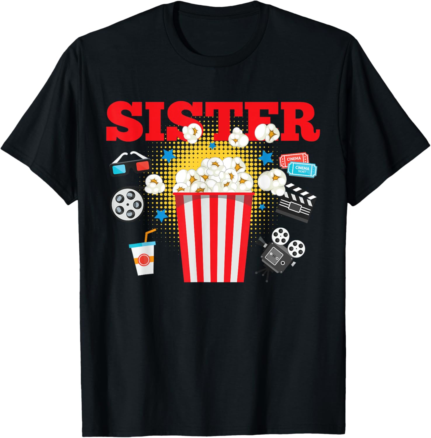 Sister Movie Night Party T-Shirt for Fun Birthday Celebrations - 9