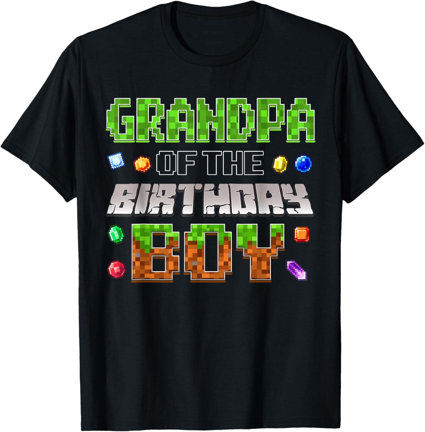 Grandpa of the Birthday Boy Pixel Number T-Shirt for Fun Celebrations - 14