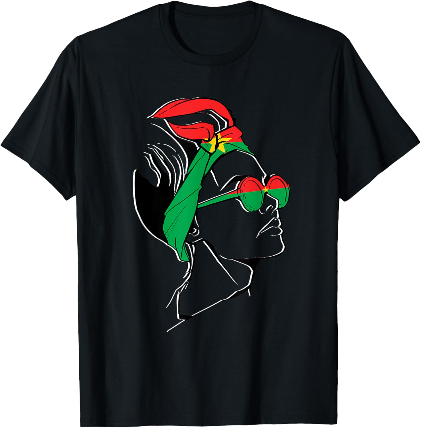 Burkina Faso Pride T-Shirt with Headscarf Design for Women - 7