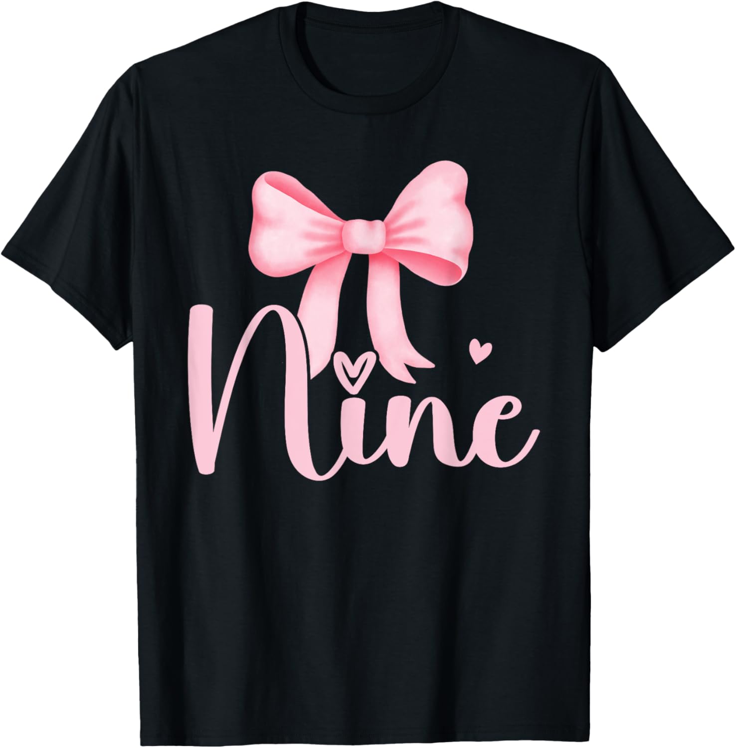 Adorable Birthday Girl Pink Coquette Bow T-Shirt for 9 Year Olds - 17