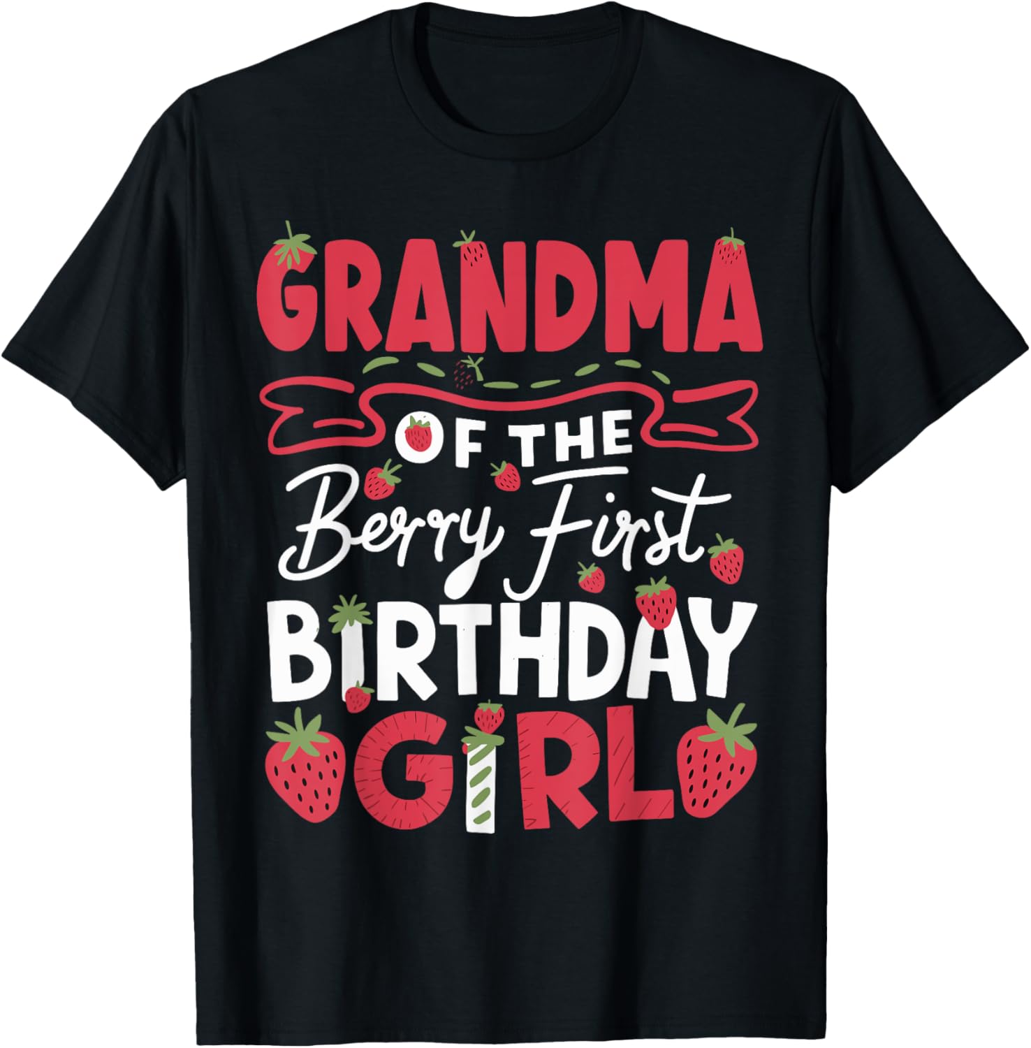 Adorable Grandma Of The Berry Strawberry First Birthday Girl T-Shirt - 3