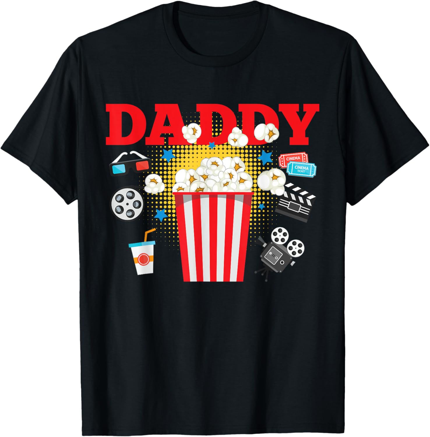 Movie Night Party Daddy Birthday T-Shirt for Fun Family Celebrations - 3