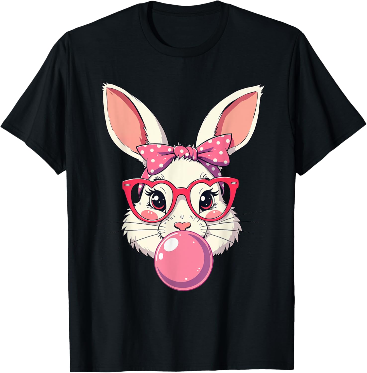 Cute Bunny Face Bow T-Shirt for Easter Fun - Kids and Adults Available - 19