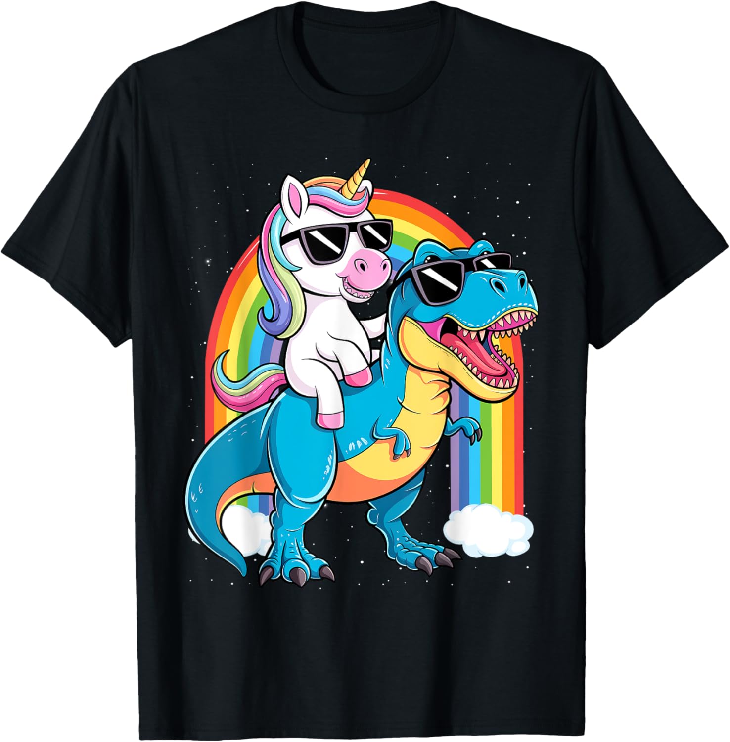 Unicorn Riding T Rex Dinosaur T-Shirt for Kids and Adults Fun Tee - 6