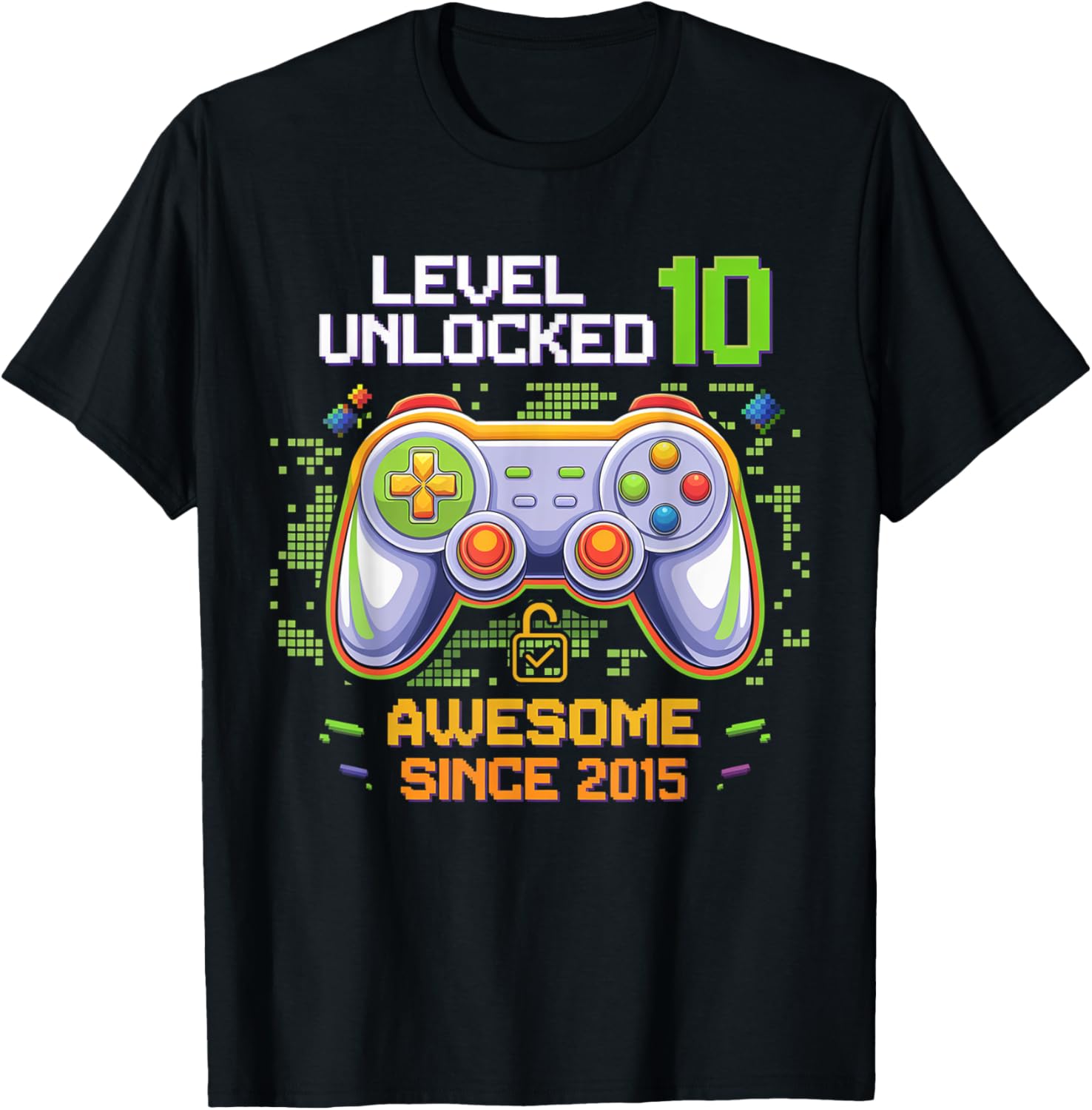 Level 10 Unlocked Birthday Gaming T-Shirt for Awesome 10 Year Olds - 11