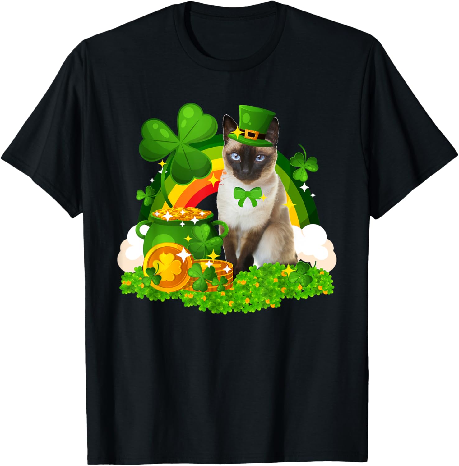 Adorable Leprechaun Siamese Cat St Patrick's Day T-Shirt for Cat Lovers - 28