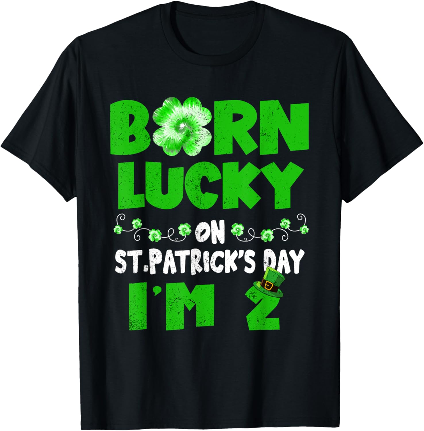 Born Lucky St. Patrick's Day 2nd Birthday T-Shirt for Kids - 7