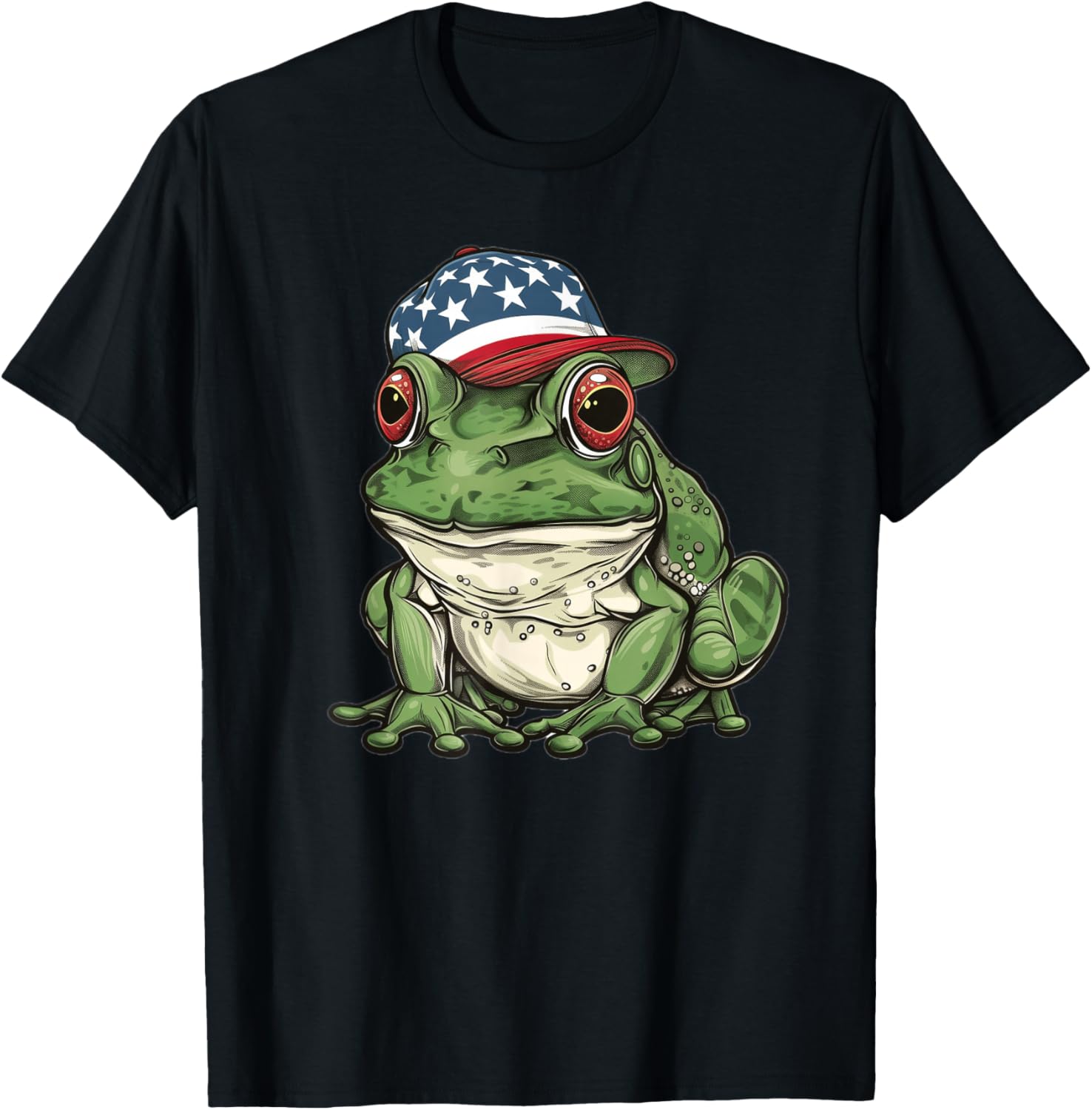 American Bullfrog T-Shirt with USA Hat β Fun and Unique Apparel - 6