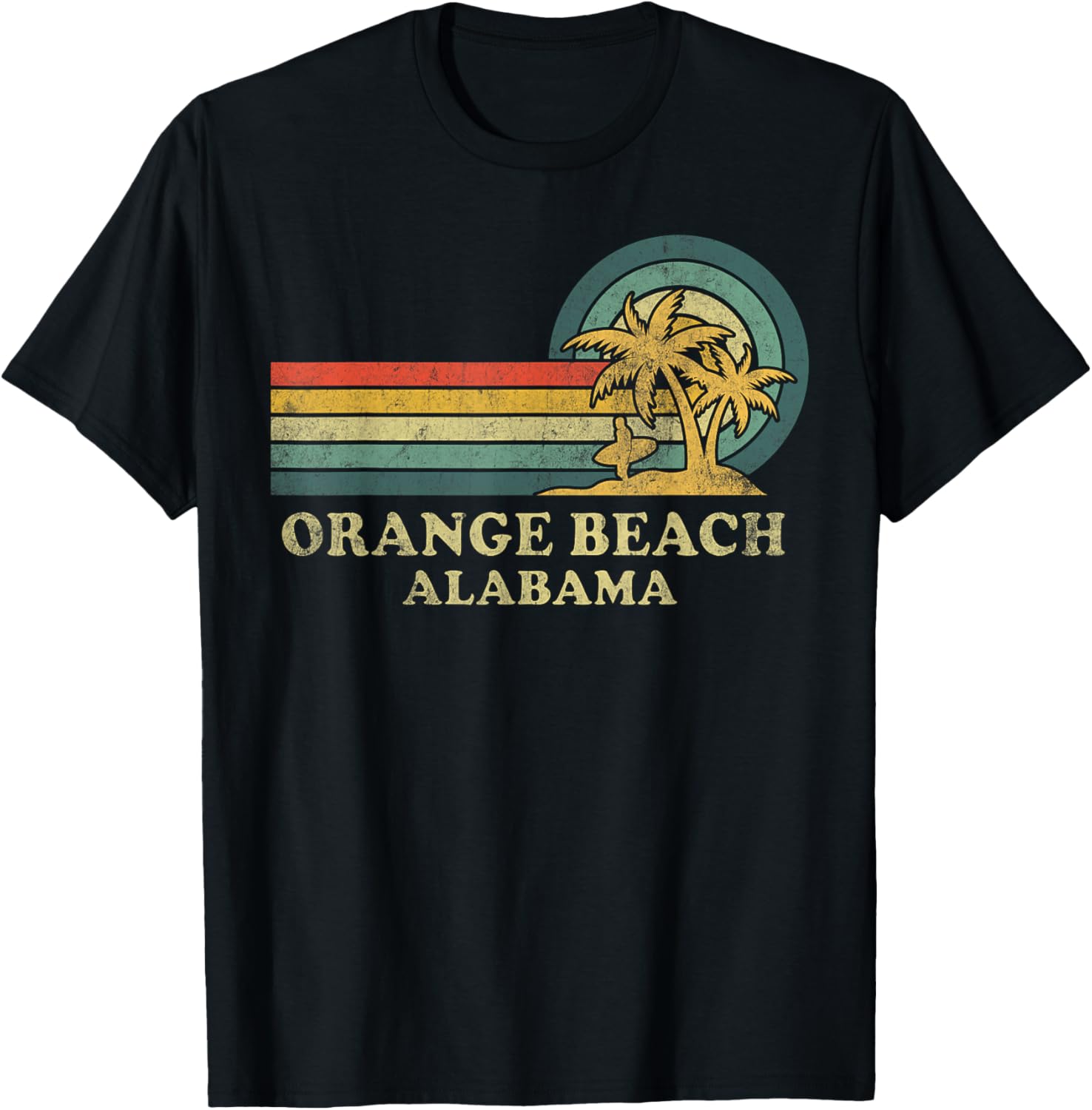 Vintage Palm Tree T-Shirt for Family Vacations in Orange Beach Alabama - 12