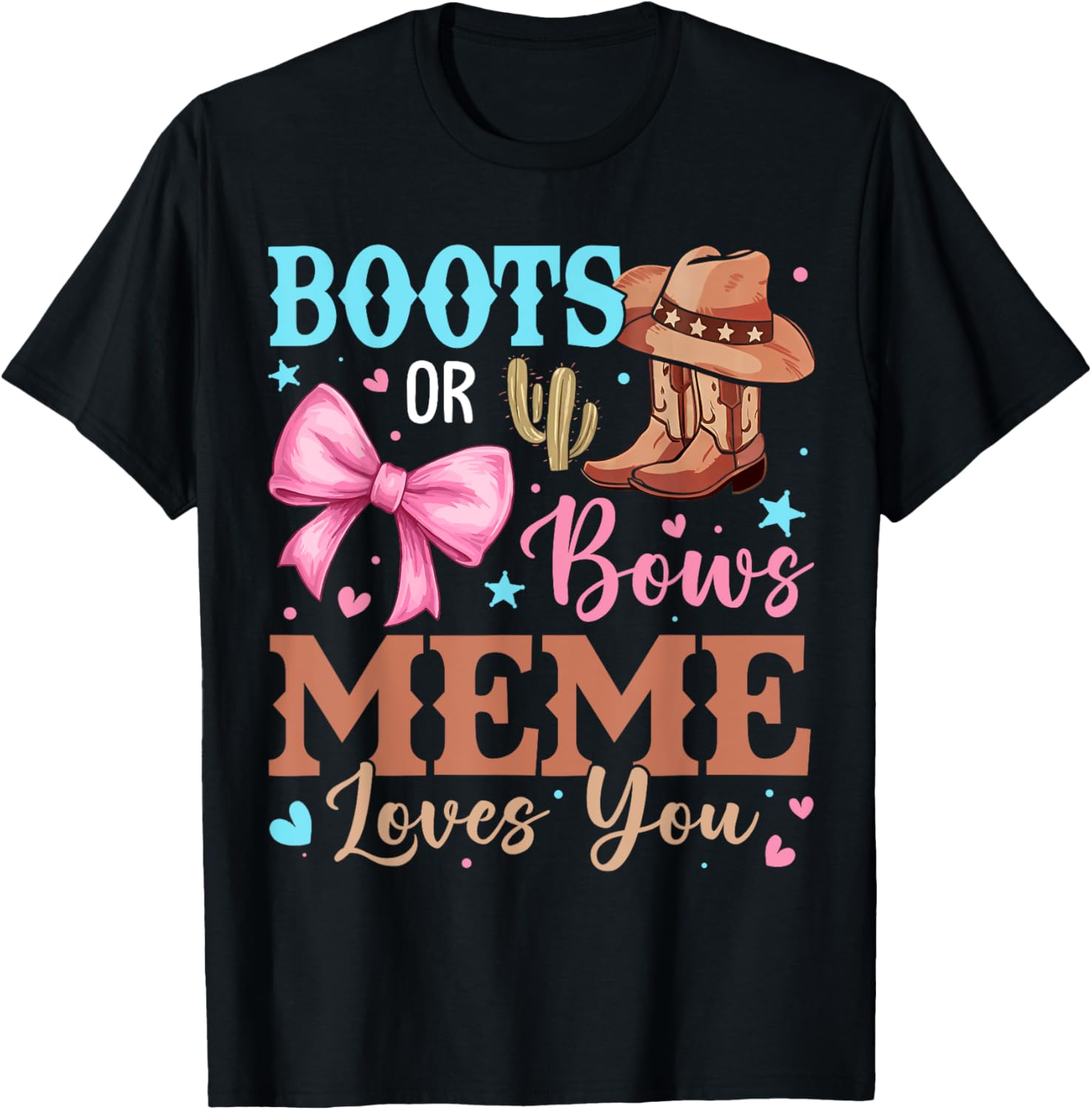 Boots or Bows Gender Reveal T-Shirt for Expecting Parents and Family - 1