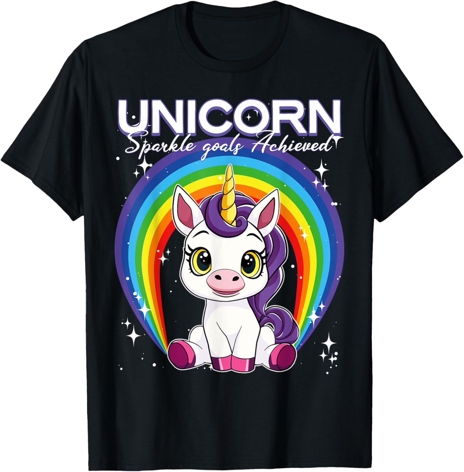 Unicorn Sparkle Goals Achieved T-Shirt for Dreamers and Believers - 1