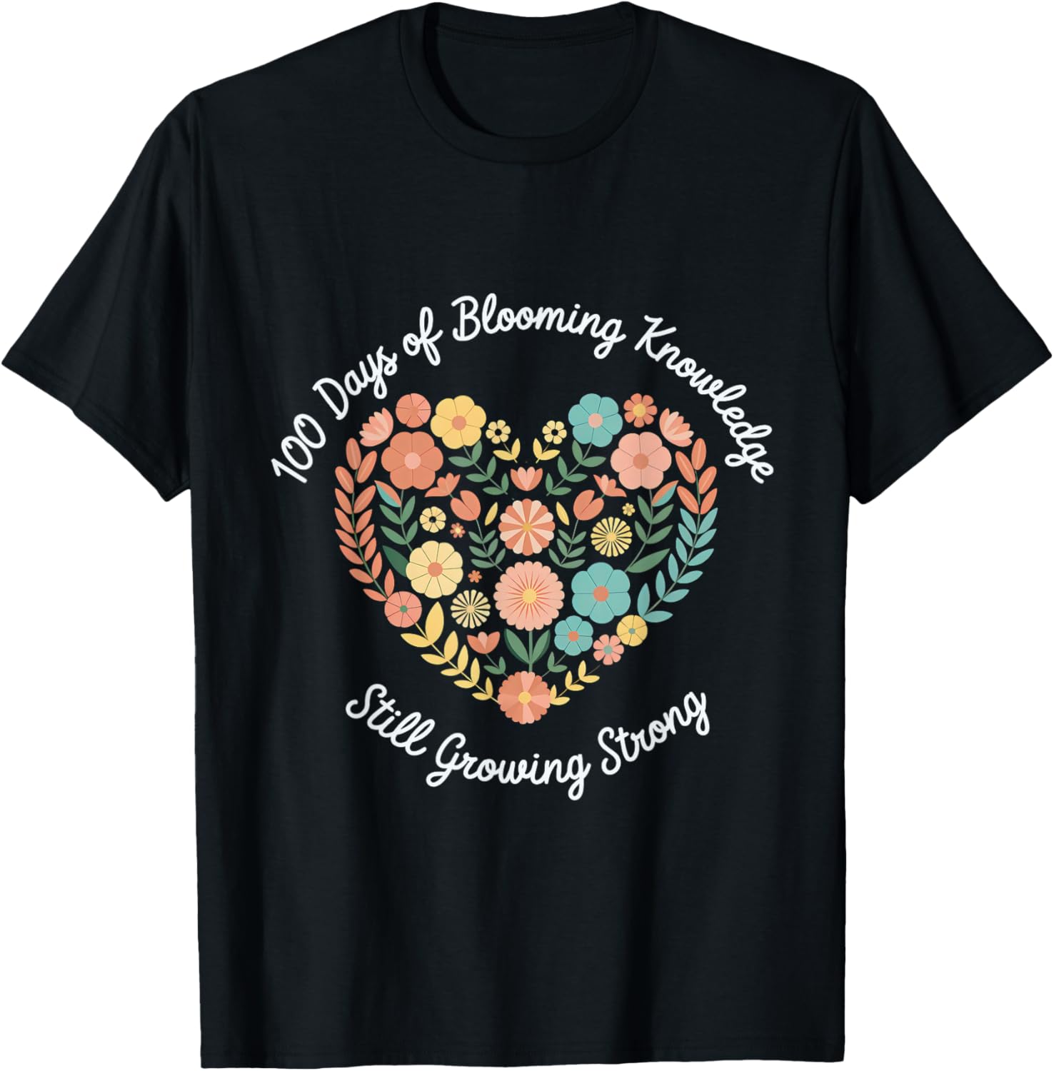 Boho Flowers 100th Day of School Teacher T-Shirt for Classroom Fun - 18