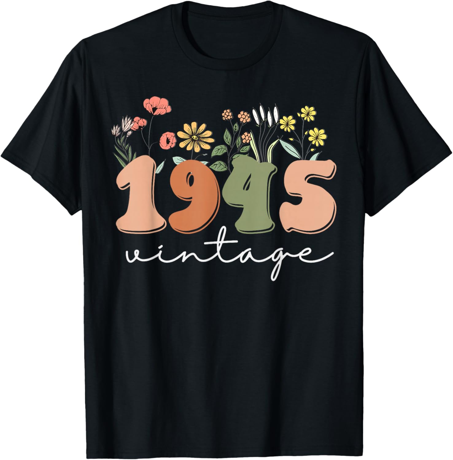 Vintage 1945 80th Birthday Wildflower Tee for Women - Unique Gift Idea - 9