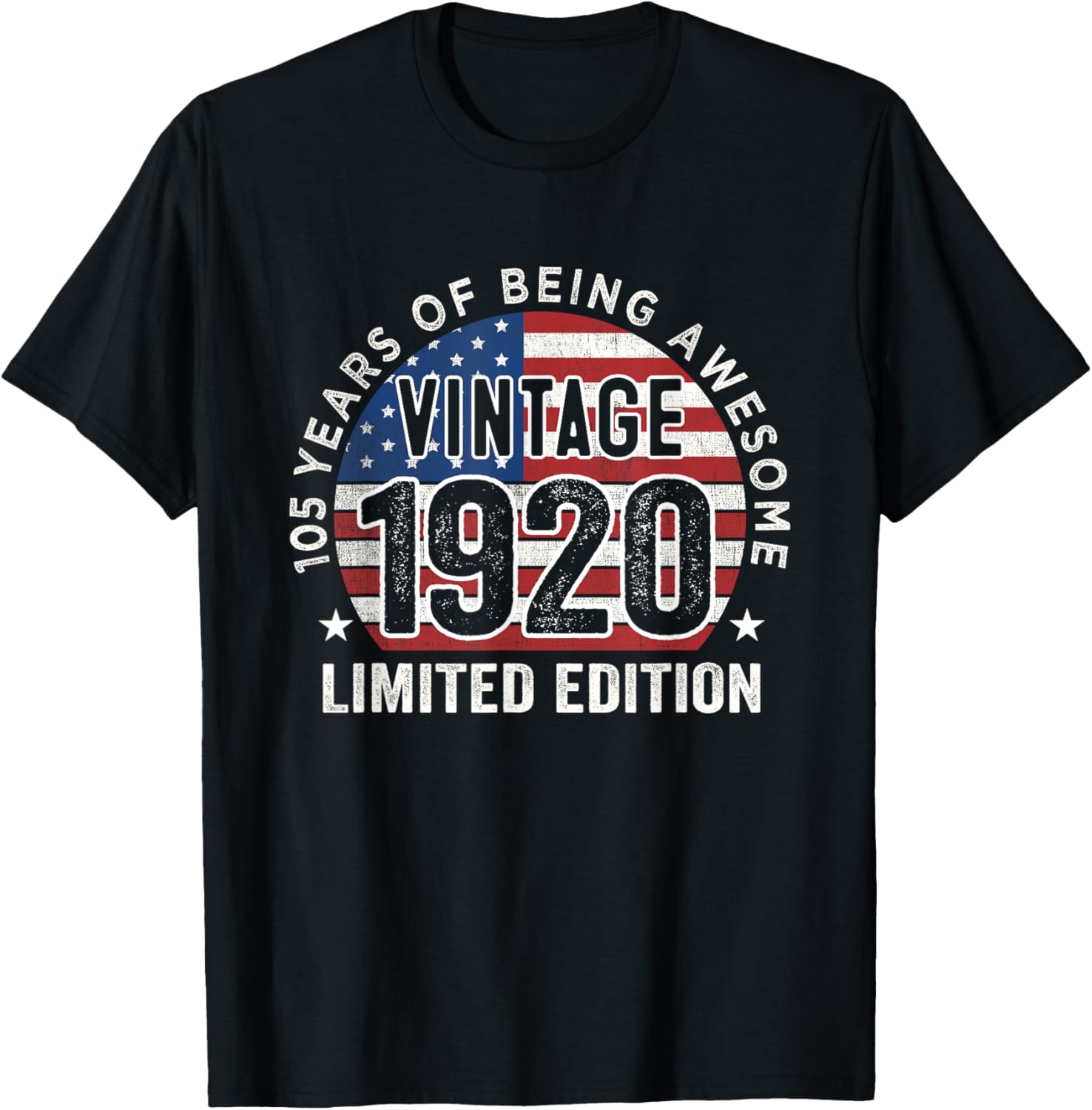 Vintage 1920 105th Birthday Gift T-Shirt for Men with USA Flag Design - 7