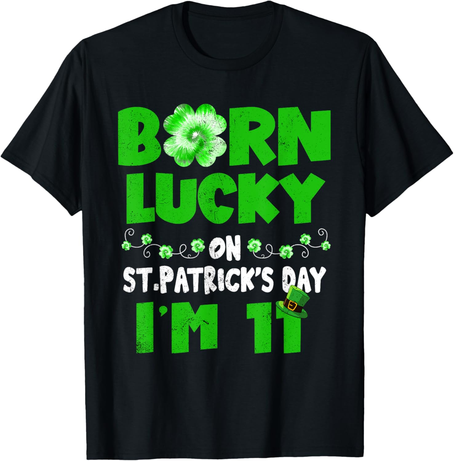 Born Lucky St. Patrick's Day 11th Birthday T-Shirt for Kids - 28