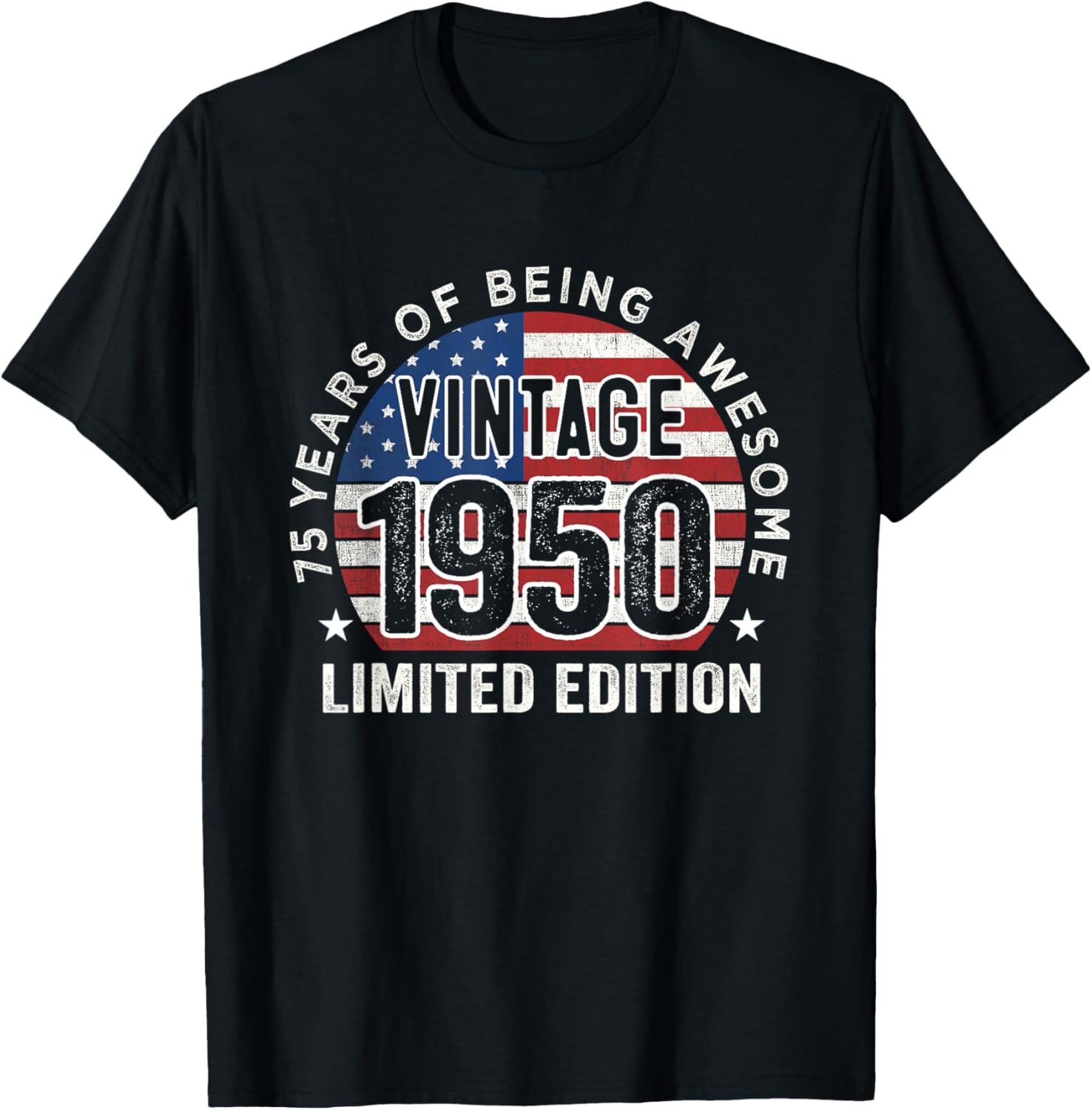 Vintage 1950s 75th Birthday Gift T-Shirt for Men with USA Flag Design - 7