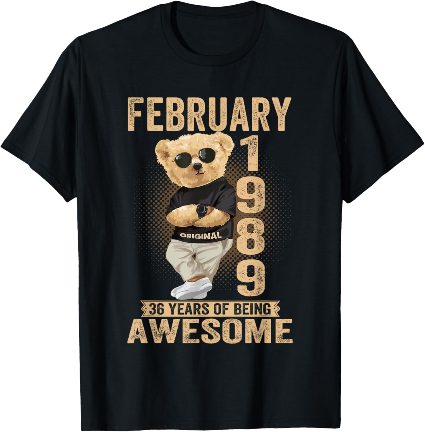 Awesome February 36th Birthday Teddy Bear T-Shirt for Men and Women - 15