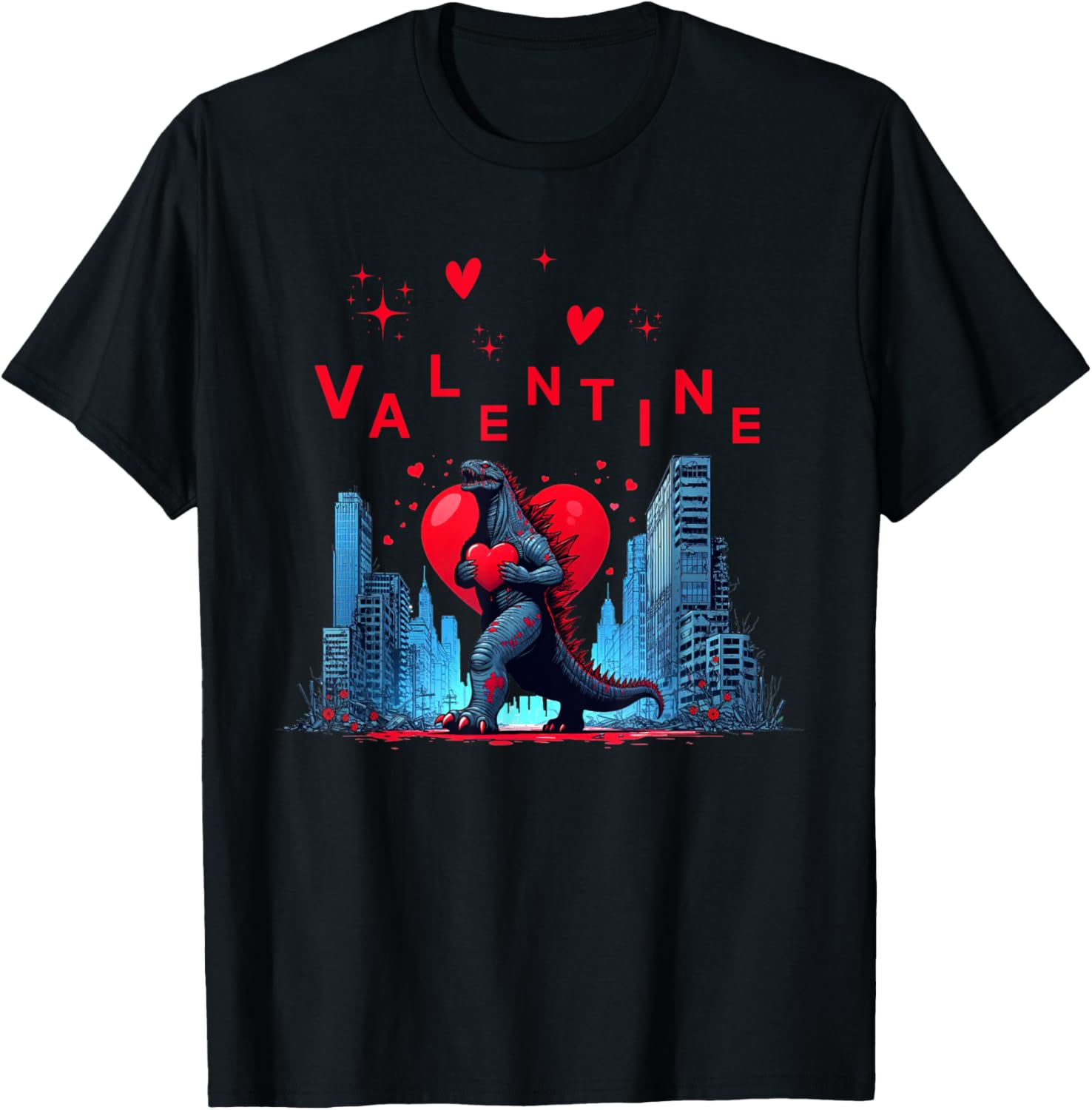 Valentine Kaiju Monster Art T-Shirt for Lovers - Cute Japanese Design - 6
