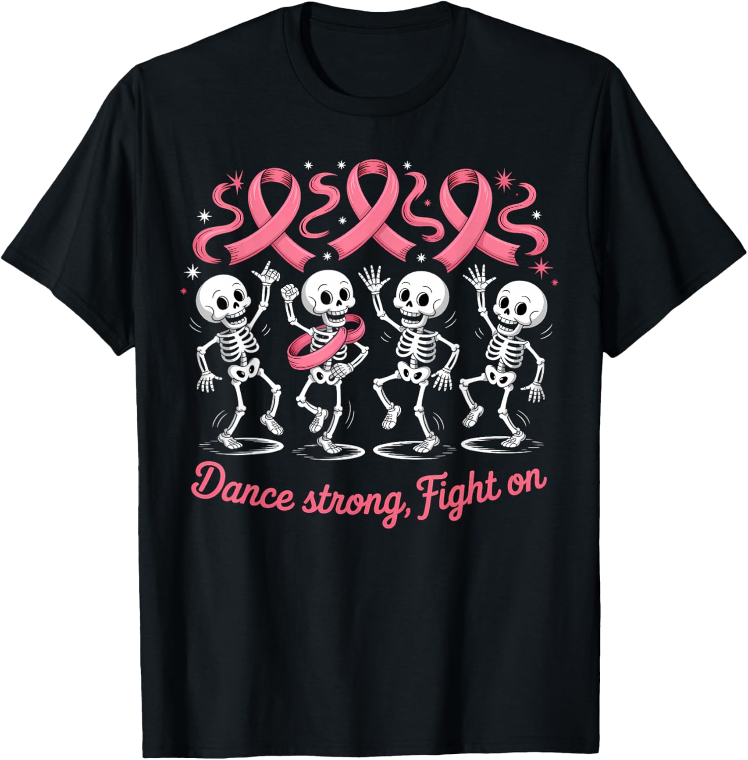 Warrior Skeleton Pink Ribbon T-Shirt for Supportive Style and Comfort - 1