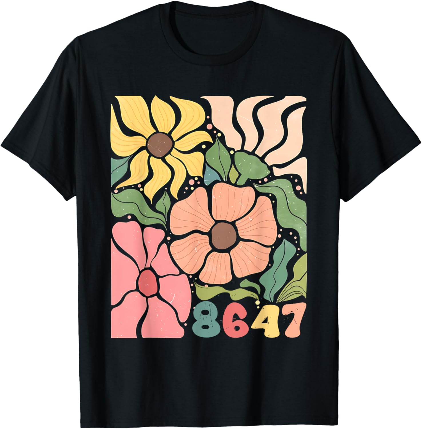 Boho Style Floral T-Shirt with Subtle Anti Trump Design for Women - 5