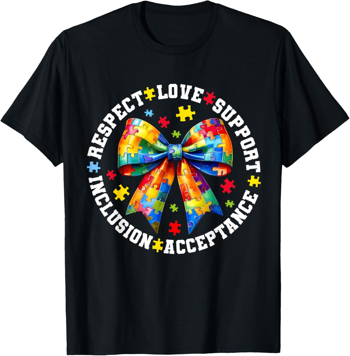 Autism Awareness Coquette Bow T-Shirt for Girls and Women - 7