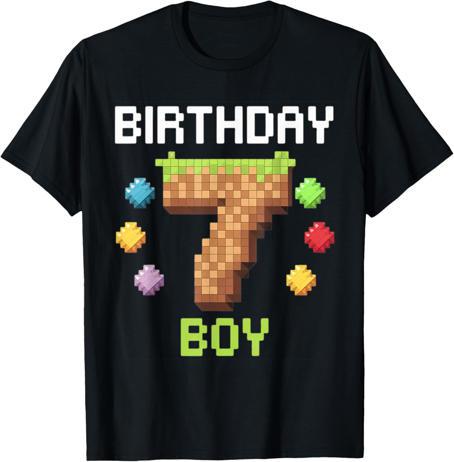 Birthday Boy Gamer 7th Birthday Pixel Number T-Shirt for Kids - 22