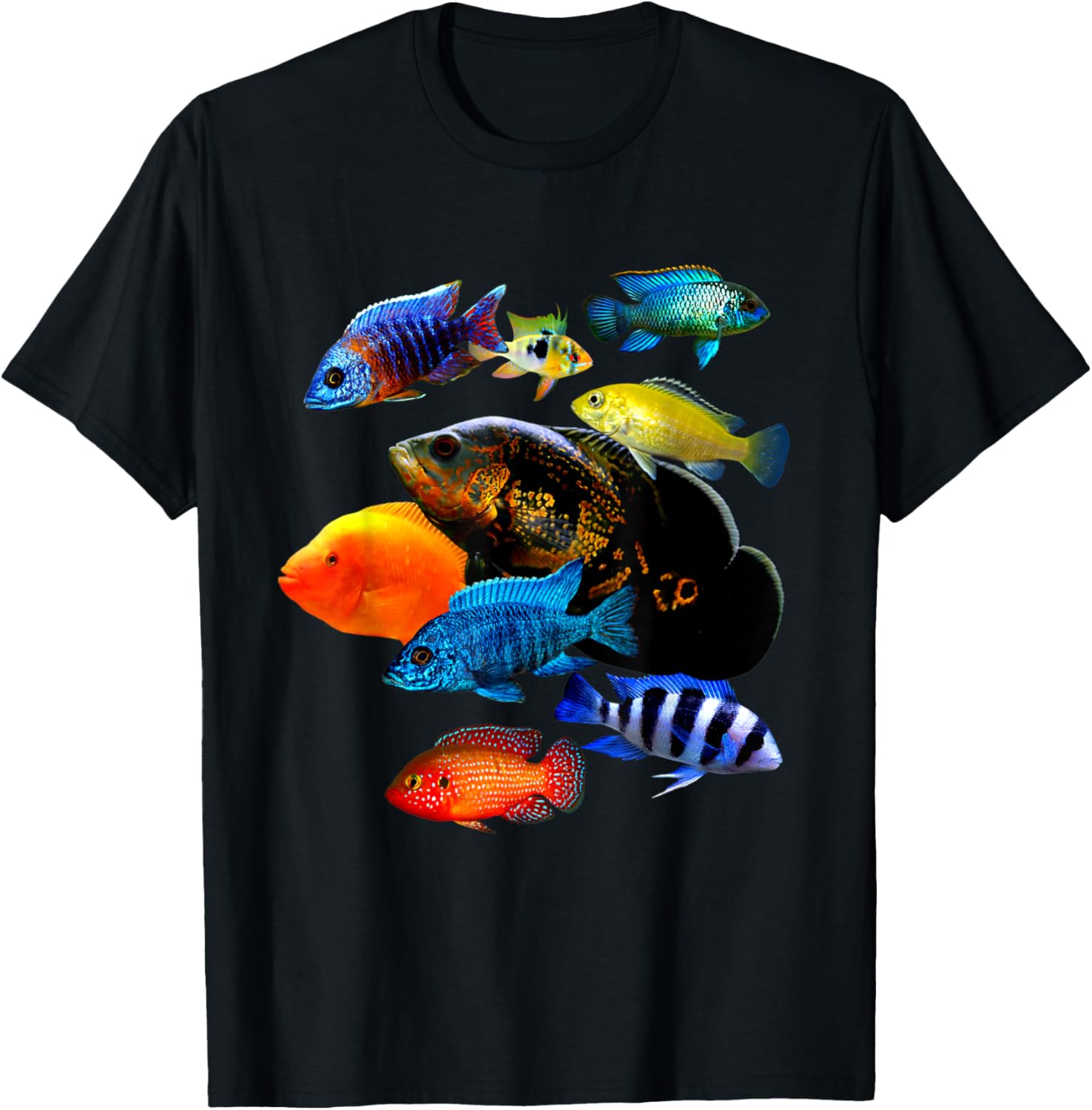 Cichlid Lover T-Shirt Frontosa Ram & Mbuna Cichlid Fish Design - 6